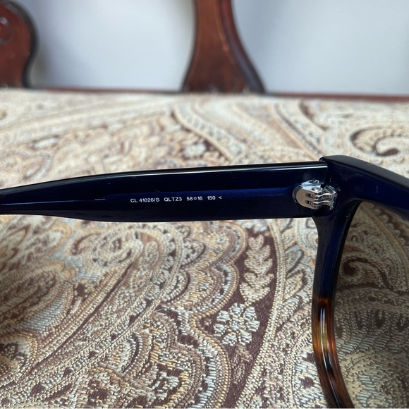 Celine Eyewear Blue Tortoise Shell Aviator D Frame Rhinestone Acetate Sunglasses - Picture 11 of 14